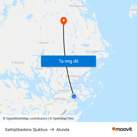 Saltsjöbadens Sjukhus to Alunda map