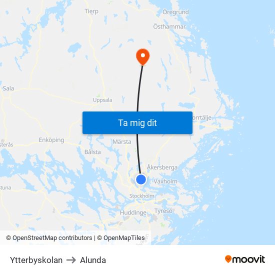 Ytterbyskolan to Alunda map