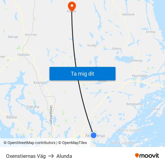 Oxenstiernas Väg to Alunda map