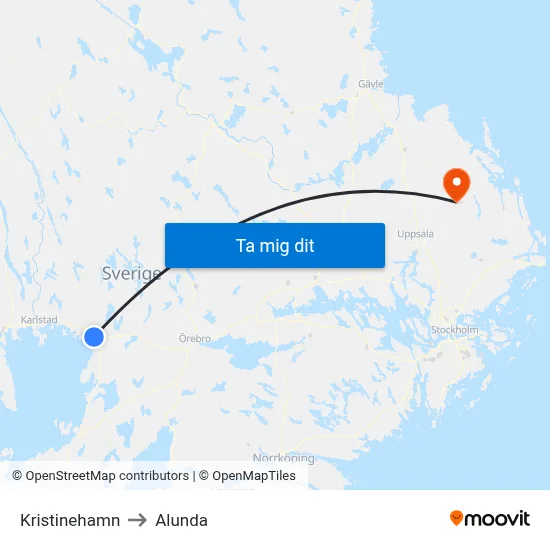 Kristinehamn to Alunda map