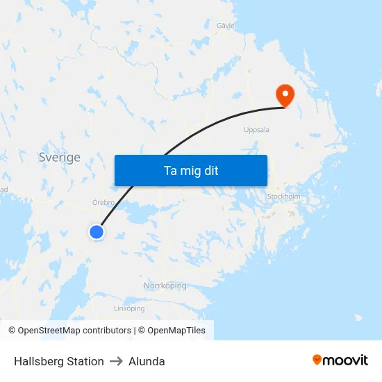 Hallsberg Station to Alunda map