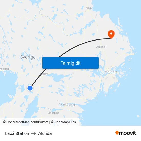 Laxå Station to Alunda map