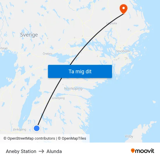 Aneby Station to Alunda map
