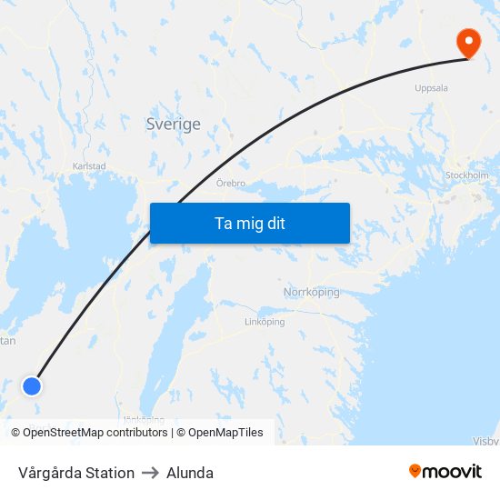 Vårgårda Station to Alunda map