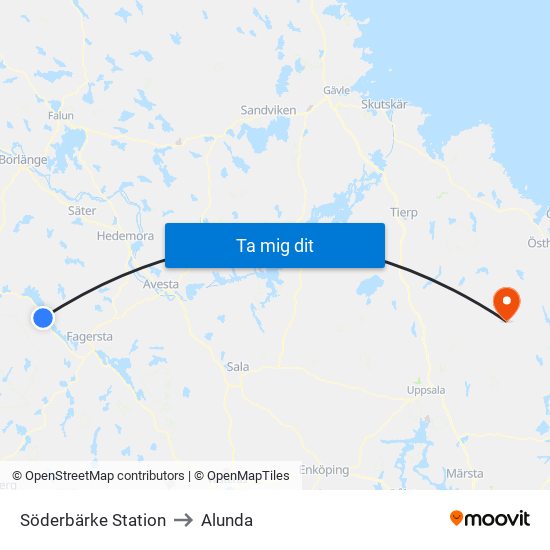 Söderbärke Station to Alunda map