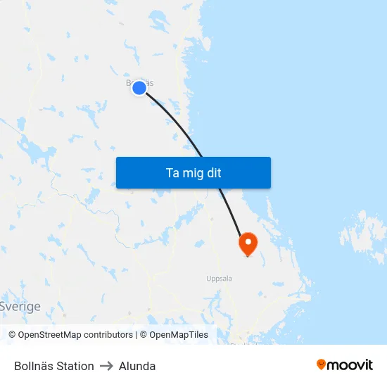 Bollnäs Station to Alunda map