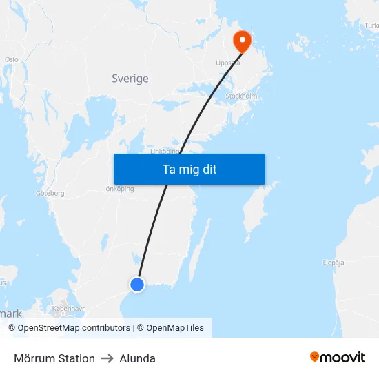 Mörrum Station to Alunda map