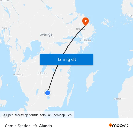 Gemla Station to Alunda map