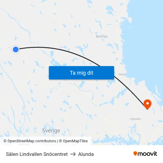 Sälen Lindvallen Snöcentret to Alunda map