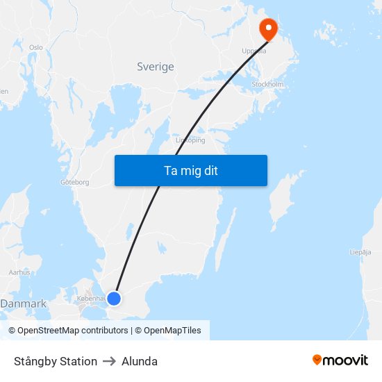 Stångby Station to Alunda map