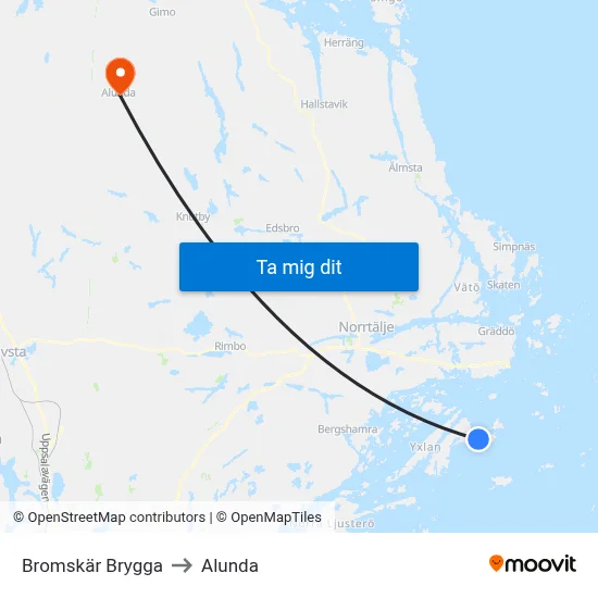 Bromskär Brygga to Alunda map