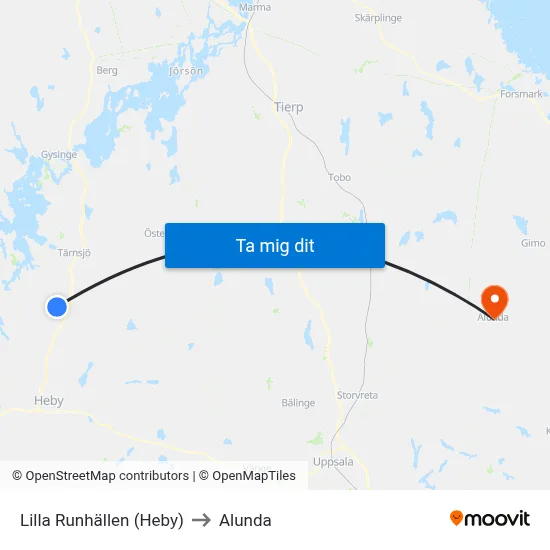Lilla Runhällen (Heby) to Alunda map