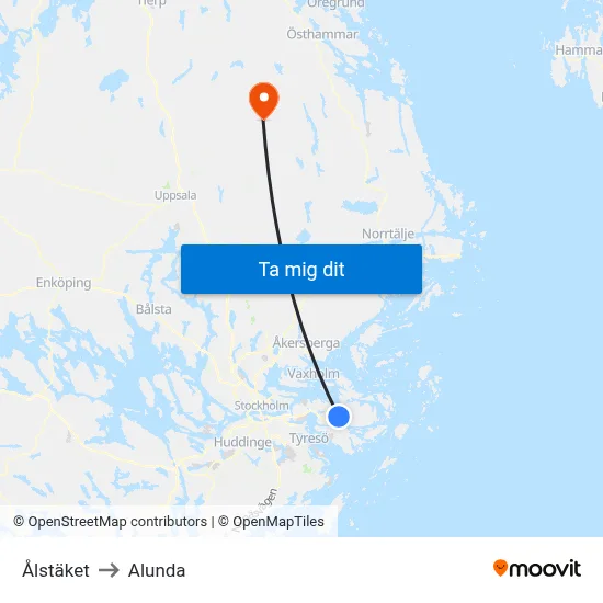 Ålstäket to Alunda map