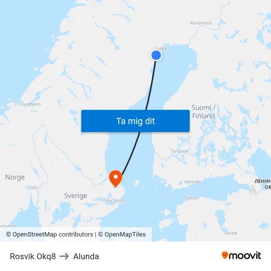 Rosvik Okq8 to Alunda map