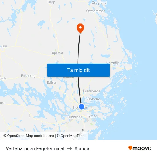 Värtahamnen Färjeterminal to Alunda map
