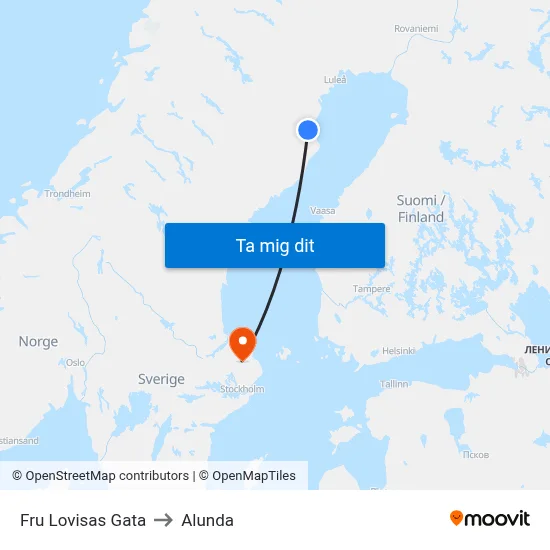Fru Lovisas Gata to Alunda map