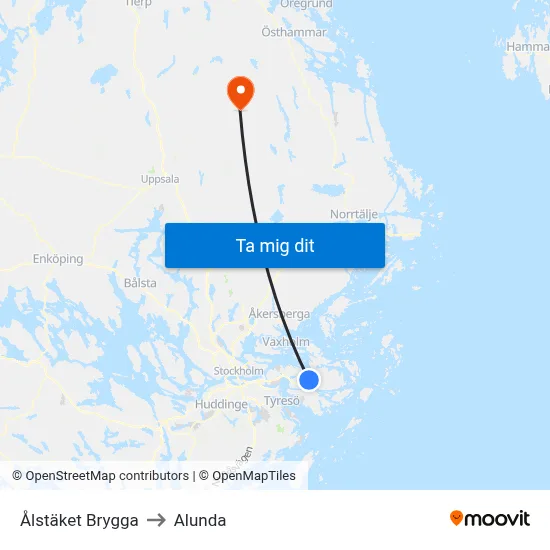 Ålstäket Brygga to Alunda map
