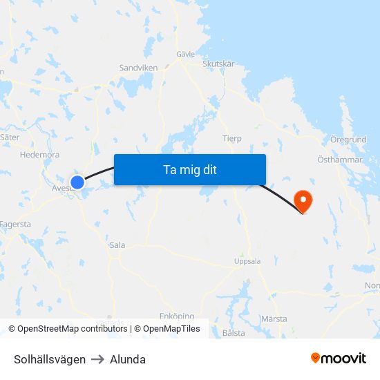 Solhällsvägen to Alunda map