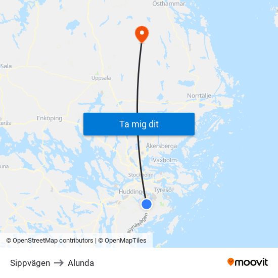 Sippvägen to Alunda map