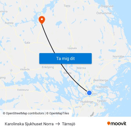 Karolinska Sjukhuset Norra to Tärnsjö map