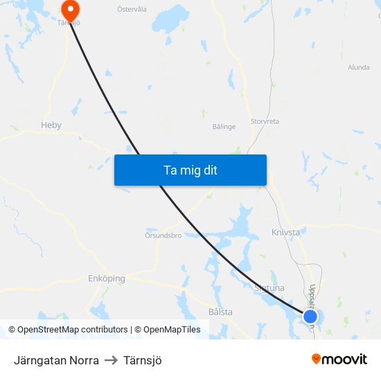 Järngatan Norra to Tärnsjö map