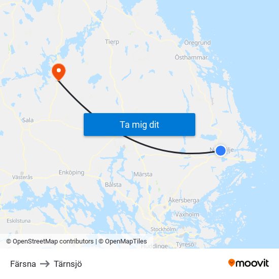Färsna to Tärnsjö map