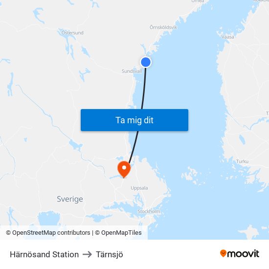 Härnösand Station to Tärnsjö map