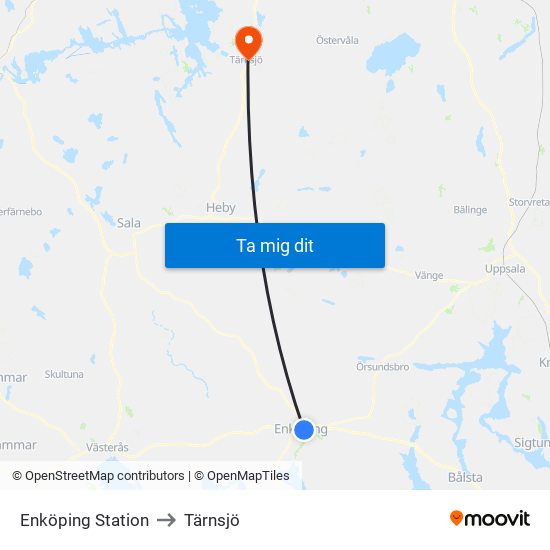 Enköping Station to Tärnsjö map