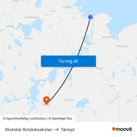 Skutskär Rotskärsskolan to Tärnsjö map