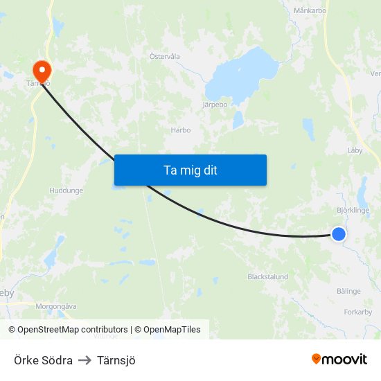 Örke Södra to Tärnsjö map