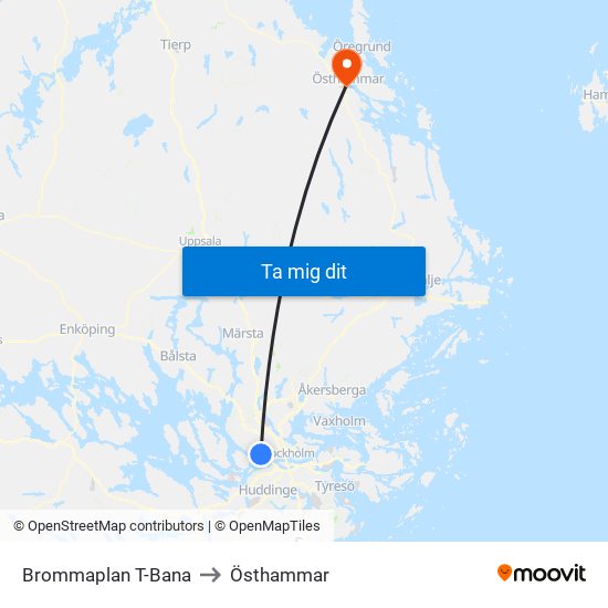 Brommaplan T-Bana to Östhammar map