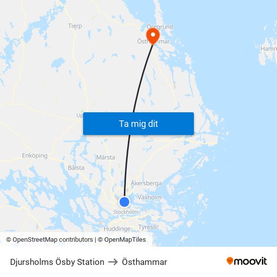 Djursholms Ösby Station to Östhammar map