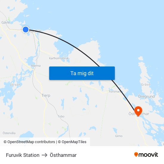 Furuvik Station to Östhammar map