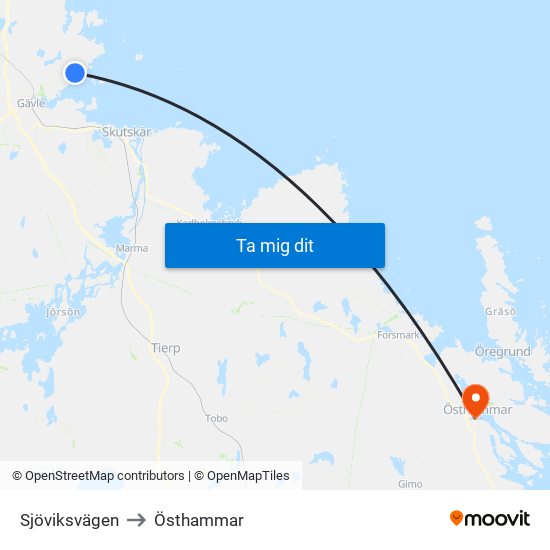 Sjöviksvägen to Östhammar map