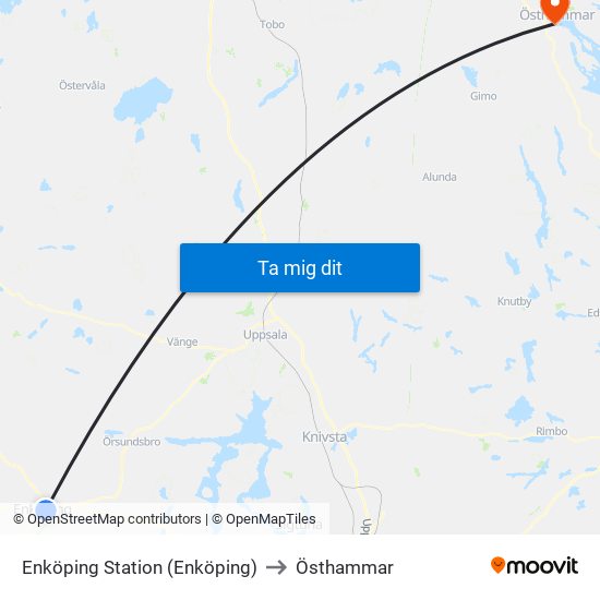 Enköping Station (Enköping) to Östhammar map