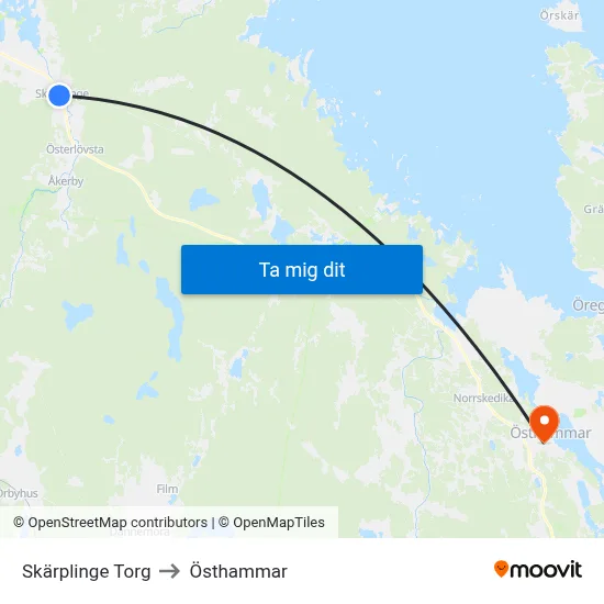Skärplinge Torg to Östhammar map