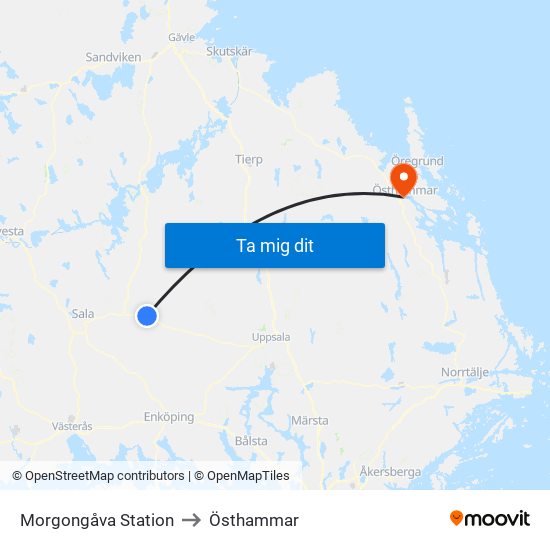 Morgongåva Station to Östhammar map