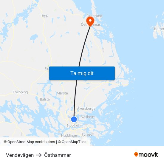 Vendevägen to Östhammar map