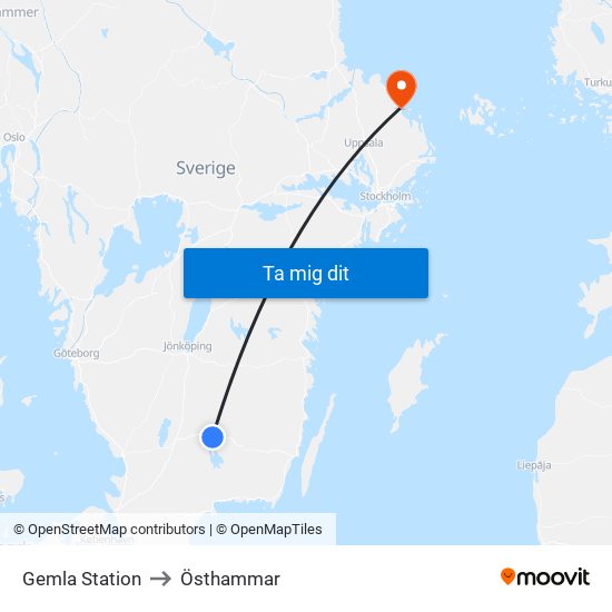 Gemla Station to Östhammar map