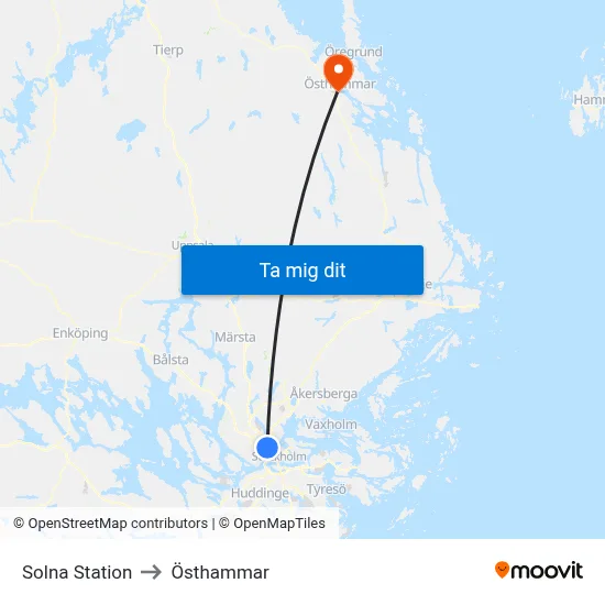 Solna Station to Östhammar map