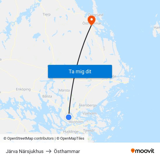 Järva Närsjukhus to Östhammar map