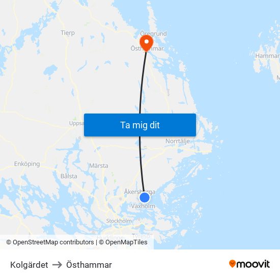 Kolgärdet to Östhammar map