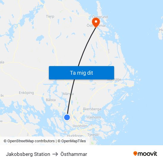 Jakobsberg Station to Östhammar map