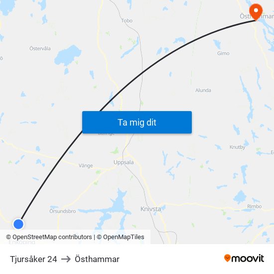 Tjursåker 24 to Östhammar map