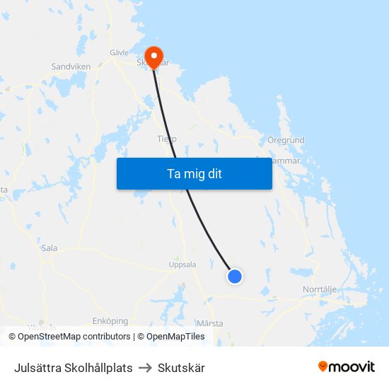 Julsättra Skolhållplats to Skutskär map