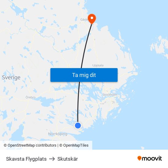 Skavsta Flygplats to Skutskär map