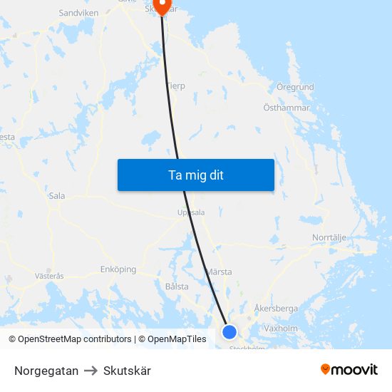 Norgegatan to Skutskär map