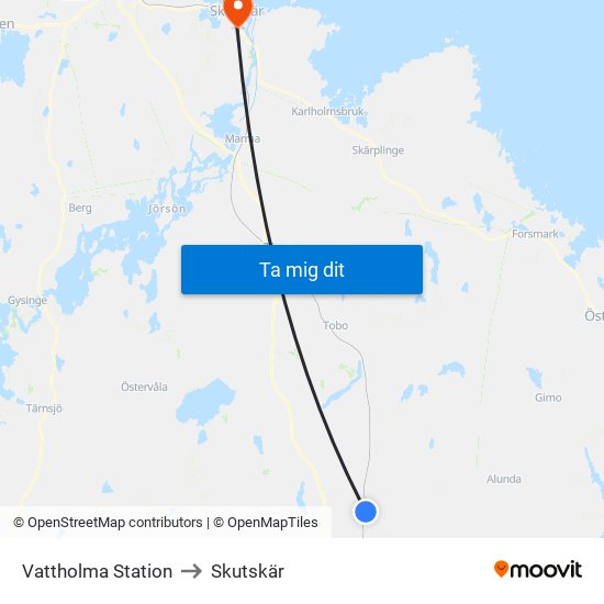 Vattholma Station to Skutskär map