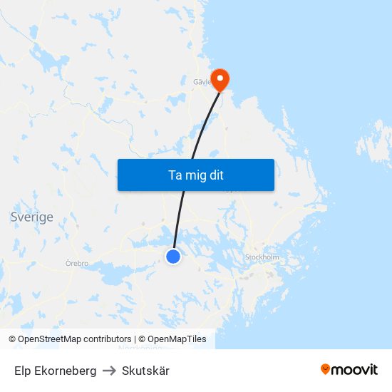 Elp Ekorneberg to Skutskär map