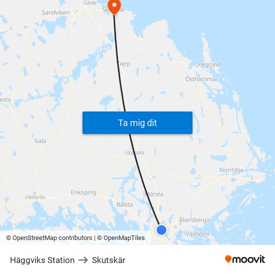 Häggviks Station to Skutskär map